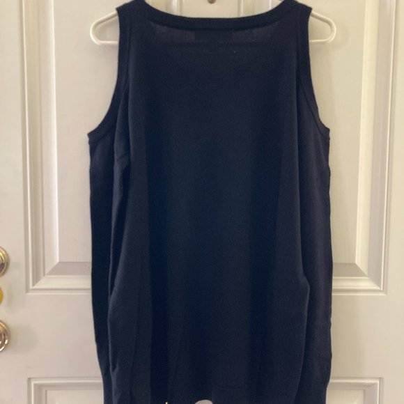 Michael Kors Black Cold Shoulder Sweater/Zipper Accent/Size L/$150 RETAIL/NEW!!! - Picture 2 of 7